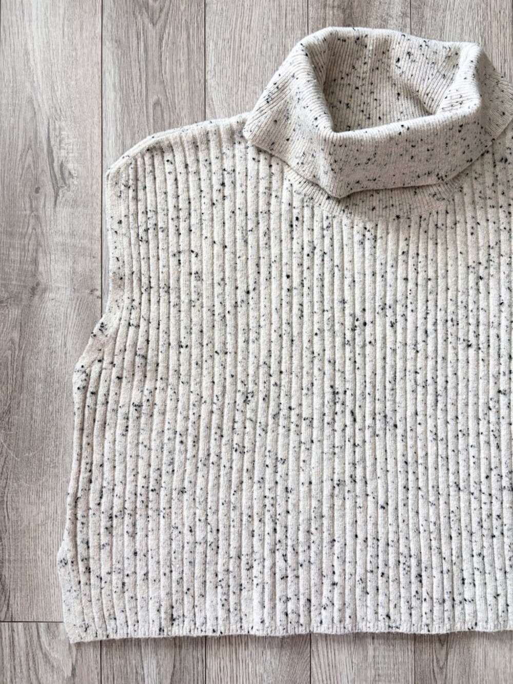 LOFT Outlet Cloud Dancer Cream Speckled Knit Cowl Neck Poncho Sweater Size XL - Picture 5 of 10